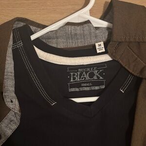 Buckle Brown and Black Dress Shirt